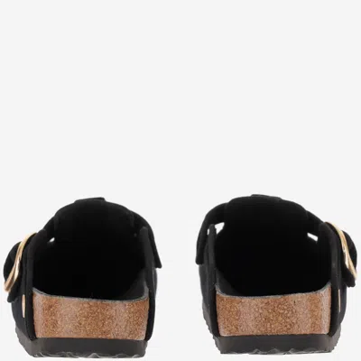 Birkenstock Boston Big Buckle Velvet Mule In Black