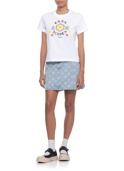 Casablanca White Cotton T-shirt With Print In White