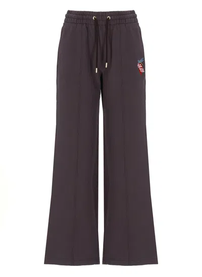 Casablanca Purple Dragonfly Floral Open Hem Sweatpants In Purple