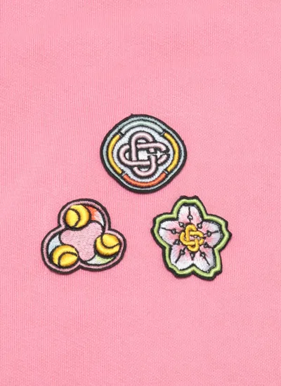 Casablanca Soft Cotton Sweatshirt With Contrasting Patches And Zip Closure In Pink