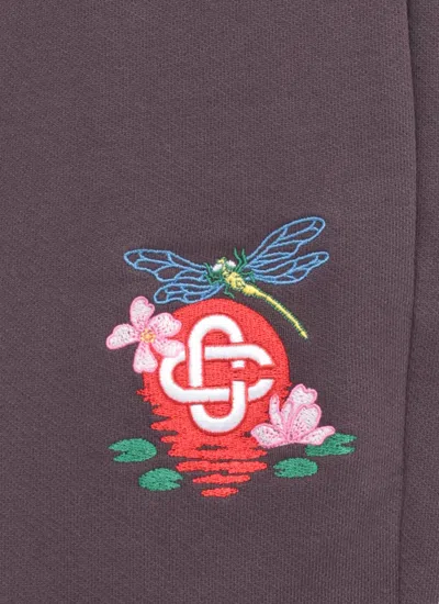 Casablanca Purple Dragonfly Floral Open Hem Sweatpants In Purple