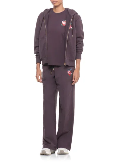 Casablanca Purple Dragonfly Floral Open Hem Sweatpants In Purple