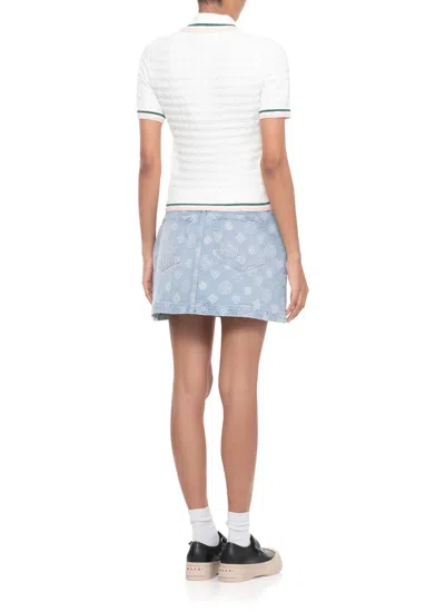 Casablanca Cotton Bouclé Polo Shirt In White