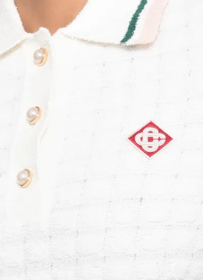 Casablanca Cotton Bouclé Polo Shirt In White