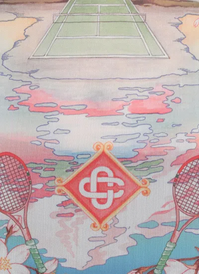 Casablanca "tennis Club" Mesh Top In Animal Print