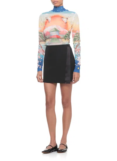 Casablanca "tennis Club" Mesh Top In Animal Print