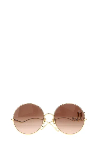 Chloé Gold Metal Sunglasses In Gold