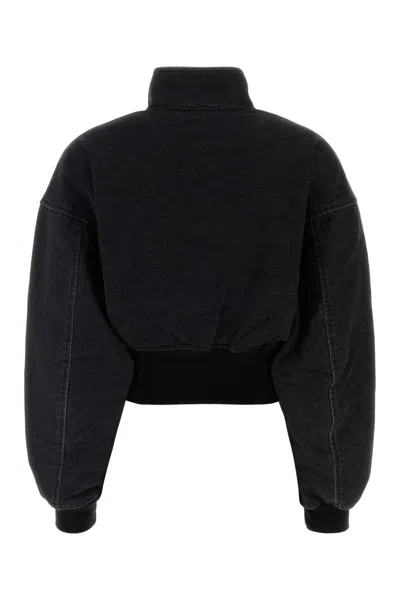 Alexander Wang Women Slate Denim Bomber Jacket In Black