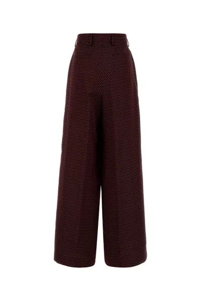 Dries Van Noten Women Embroidered Satin Penn Wide-leg Pant In Burgundy