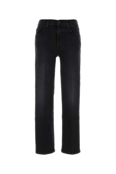 Mother The Mid Rise Rambler Zip Flood Jeans Spiked Hair Art Flair In Black