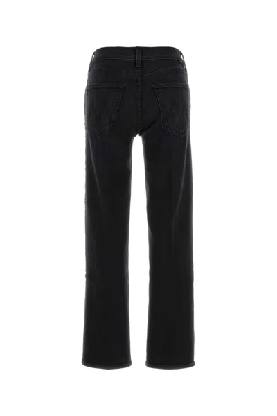 Mother The Mid Rise Rambler Zip Flood Jeans Spiked Hair Art Flair In Black