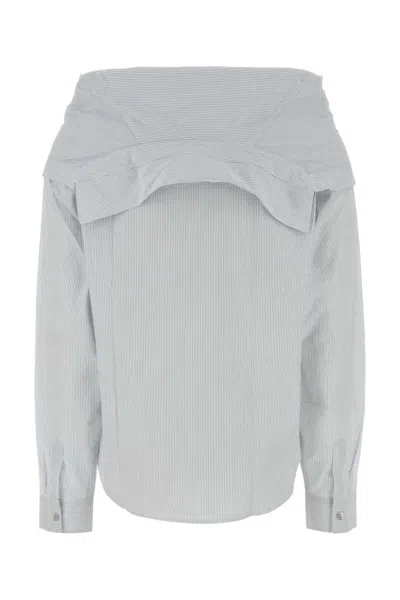 Our Legacy Kaonashi Striped Poplin Shirt With Collapsed Collar In White