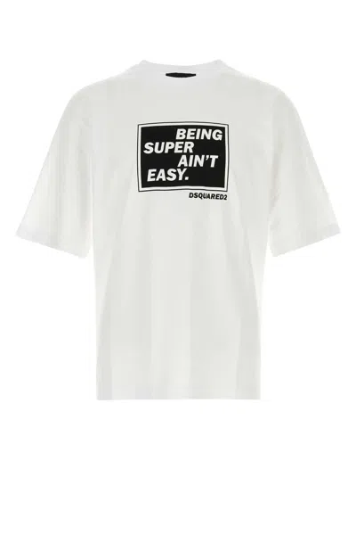 Dsquared2 Oversized Graphic Print Crew Neck T-shirt In White