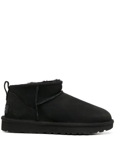 Ugg Black Ultra Mini Boots In Suede Woman In Black