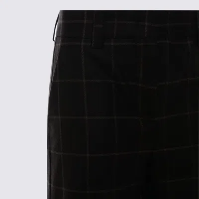 Incotex Checkered Straight Leg Trousers And Pockets In Brown
