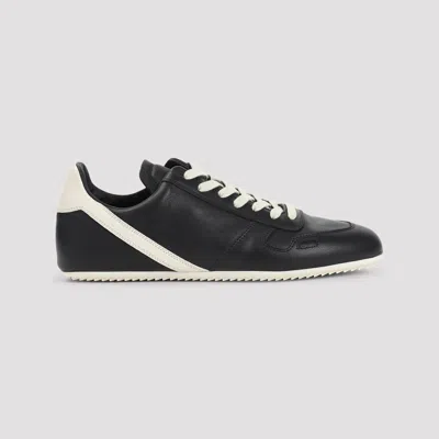 Rick Owens Black Low-top Sneakers With Contrasting Details In Leather Man In Black