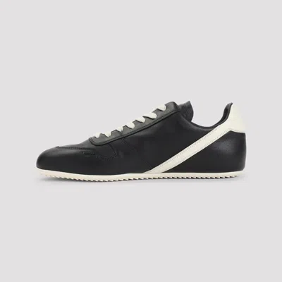Rick Owens Black Low-top Sneakers With Contrasting Details In Leather Man In Black