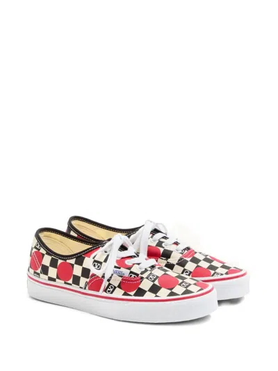 Valentino Garavani And Vans Low-top Trainer In Fabric With Vlogo Checkerboard Print And Polka Dot De In Neutral