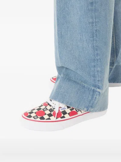 Valentino Garavani And Vans Low-top Trainer In Fabric With Vlogo Checkerboard Print And Polka Dot De In Neutral