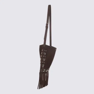 Valentino Fringed Suede Shoulder Bag With Adjustable Strap In Brown