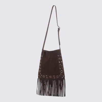 Valentino Fringed Suede Shoulder Bag With Adjustable Strap In Brown