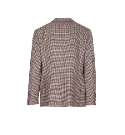 Brunello Cucinelli Houndstooth Wool Blend Single-breasted Blazer In Brown