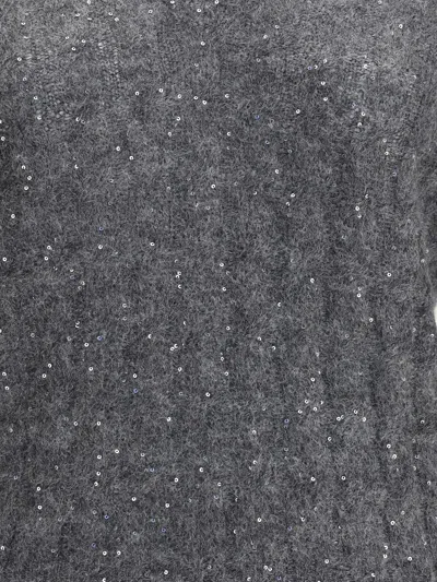 Brunello Cucinelli Dazzling Cables Sweater In Mohair, Cotton And Wool In Gray