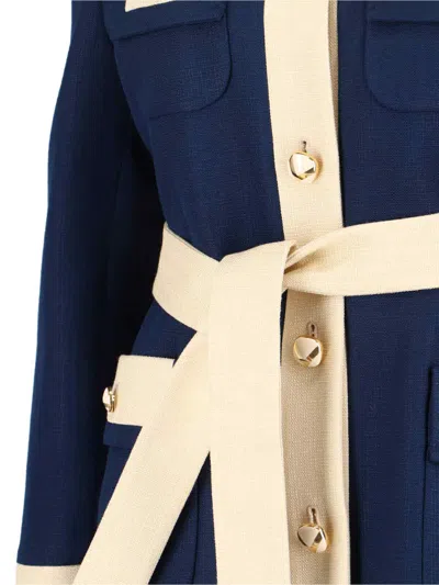 Valentino Blue/ivory Jacket With Belt In Blue