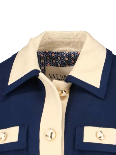 Valentino Blue/ivory Jacket With Belt In Blue