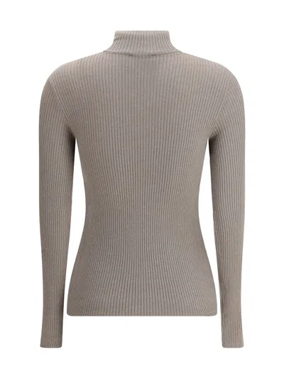 Brunello Cucinelli Turtleneck Sweater In Cashmere Blend In Brown