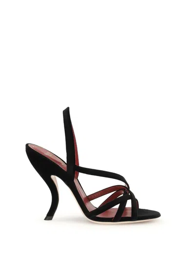 Valentino Fetishique 105 Velvet Slingback Sandal In Black