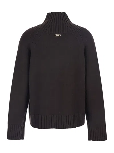 Michael Michael Kors Michael By Michael Kors Dark Brown Wool Sweater In Black
