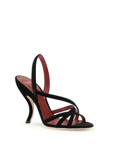 Valentino Fetishique 105 Velvet Slingback Sandal In Black