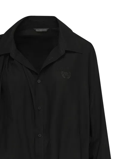 Balenciaga One-shoulder Poplin Shirt In Black