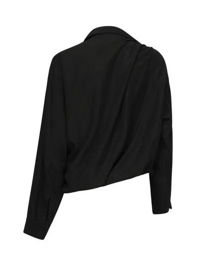 Balenciaga One-shoulder Poplin Shirt In Black