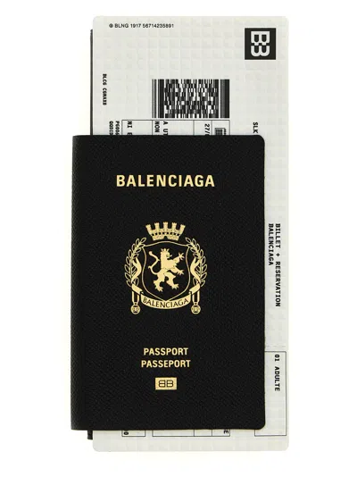 Balenciaga Passport Matte Soft Leather Phone Holder In Black