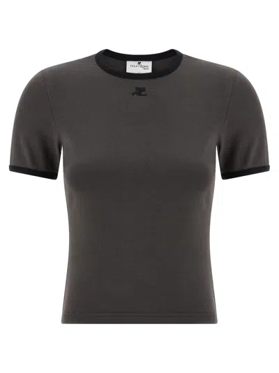 Courrèges Courregès Heritage Contrast T-shirt In Gray