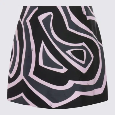 Pucci Wrap Mini Skirt In Silk Twill With Marmo Print In Black