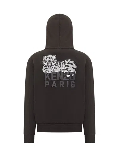 Kenzo Hooded Graphic Print Cotton T-shirt In Black