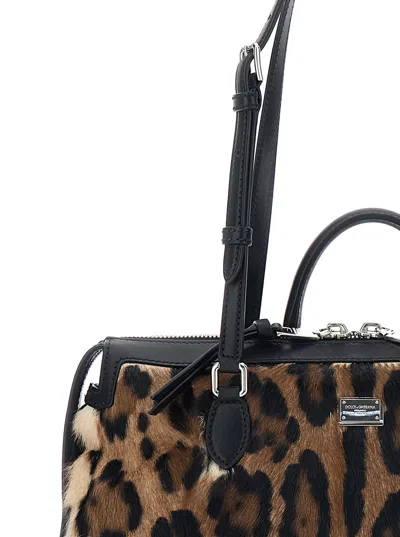 Dolce & Gabbana Animal Print Leather Vittoria Top Handle Bag In Animal Print