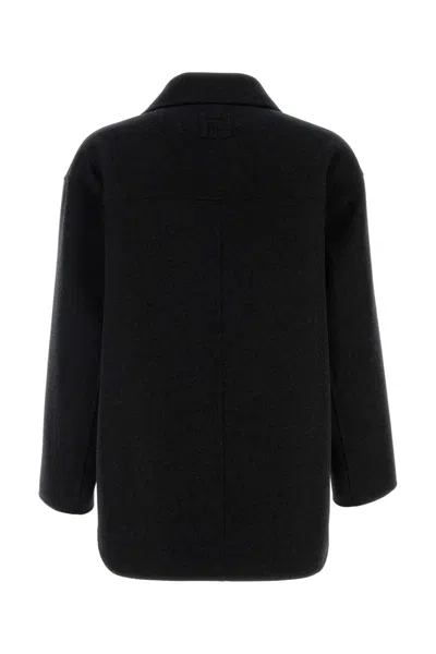 Fendi Felt Wool Coat Coats And Trench Coats Gray In Black