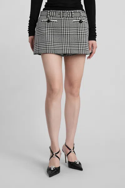 Self-portrait Houndstooth Wool Blend Mini Skirt In Black