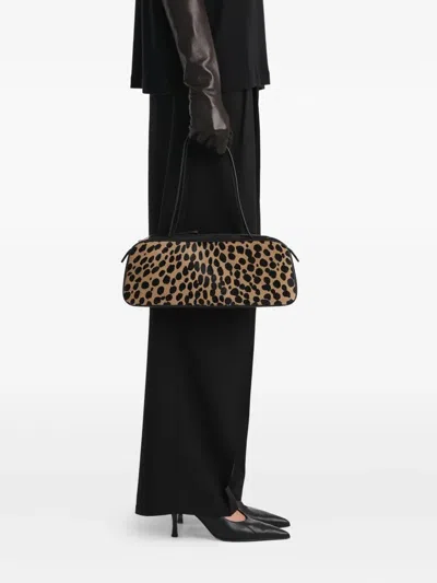 Khaite Simona Leather-trimmed Leopard-print Calf Hair Shoulder Bag In Animal Print