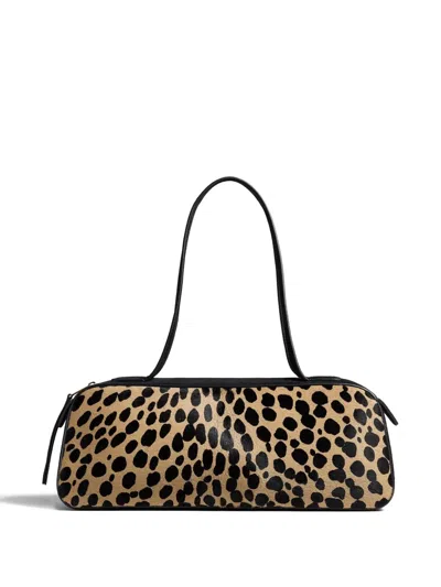 Khaite Simona Leather-trimmed Leopard-print Calf Hair Shoulder Bag In Animal Print