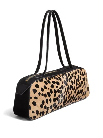 Khaite Simona Leather-trimmed Leopard-print Calf Hair Shoulder Bag In Animal Print