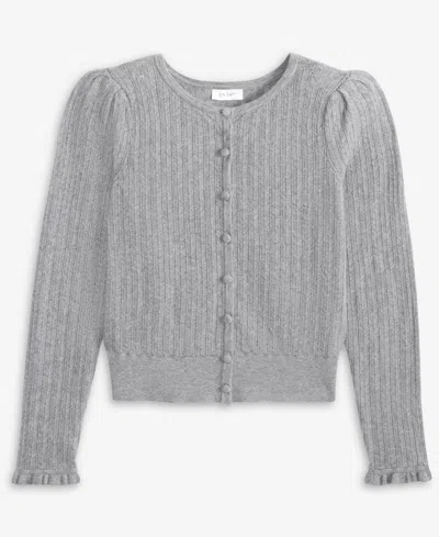 On 34th Women's Puff-shoulder Pointelle-knit Cardigan, Macy's Exclusive In Gray