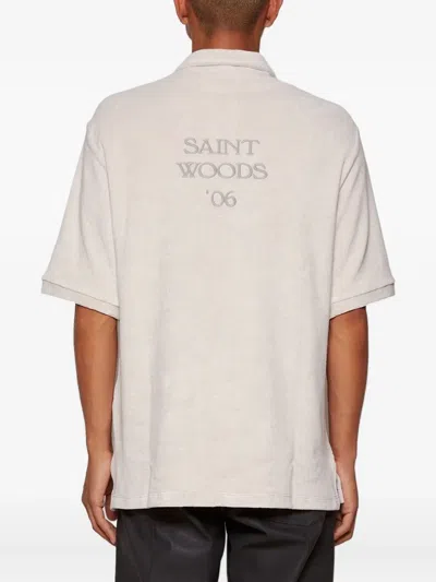 Saintwoods Terry-cloth Polo Shirt In Gray