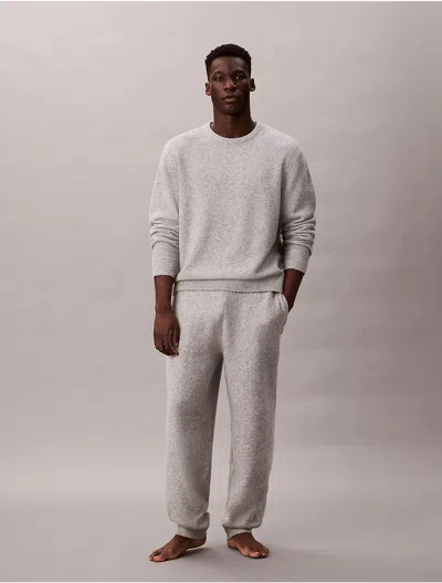 Calvin Klein Ribbed Crew Neck Sweater In Gray