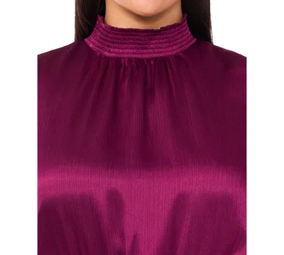 Msk Women's High Neck Tiered Smocked Waist Maxi Dress In Purple