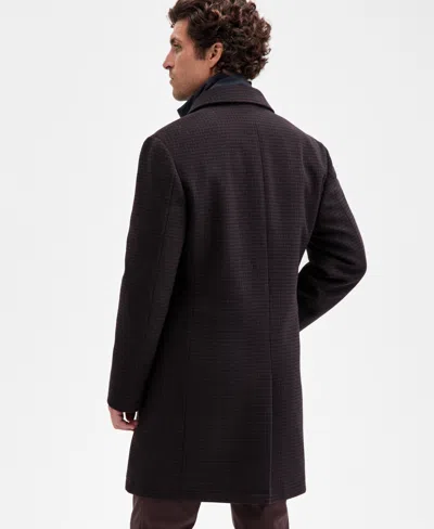 Ted By Ted Baker Men's Classic-fit Brown Navy Houndstooth Check Overcoat In Multi